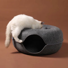 Donut Cat Bed with Tunnel Toy