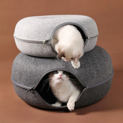 Donut Cat Bed with Tunnel Toy