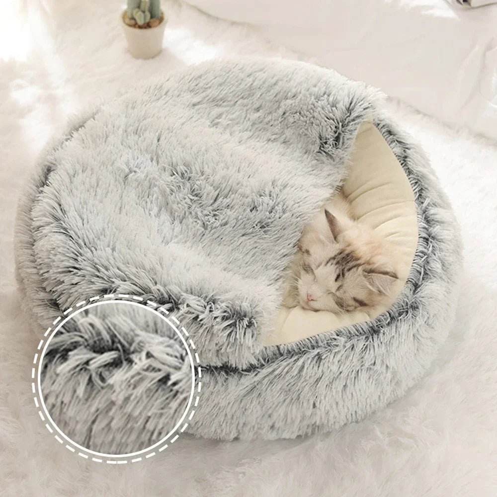 Warm Plush Round Cat Bed