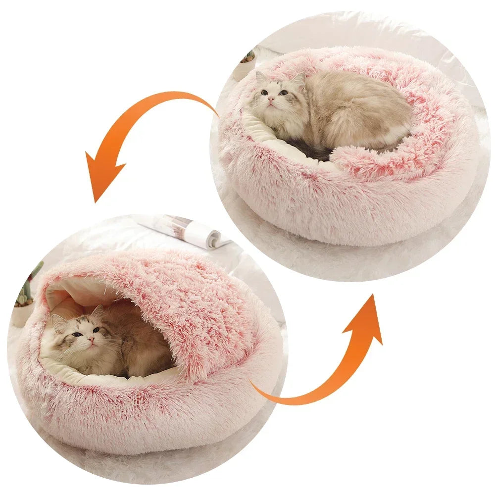 Warm Plush Round Cat Bed