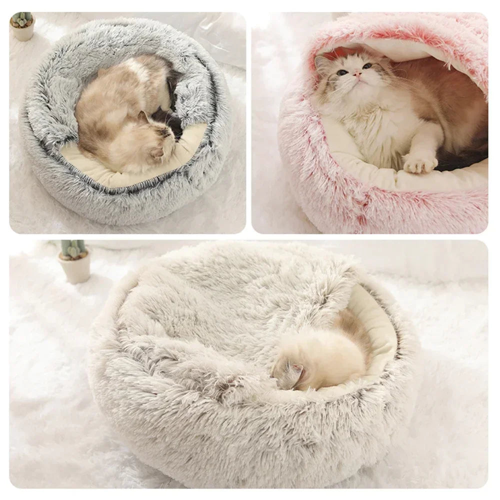 Warm Plush Round Cat Bed