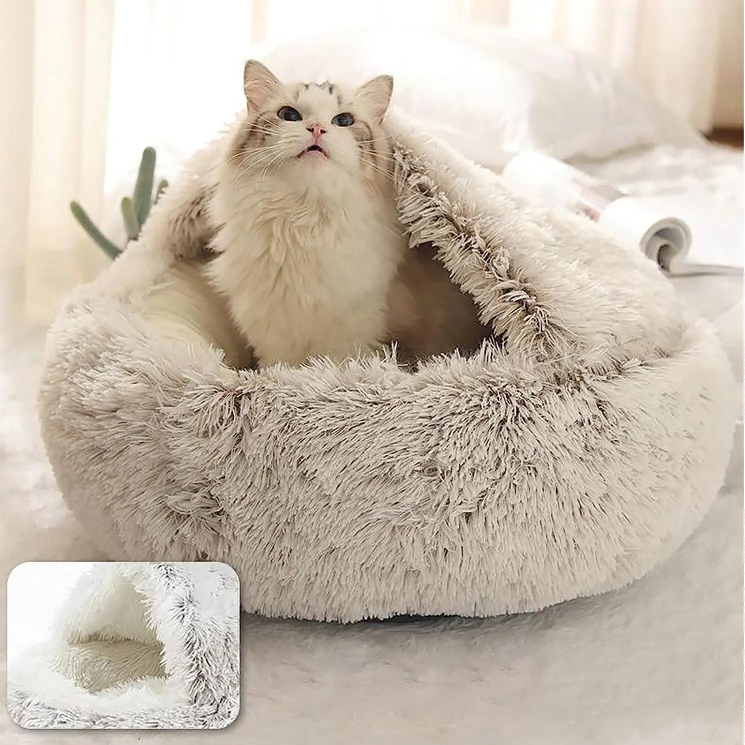 2-in-1 Round Plush Pet Bed