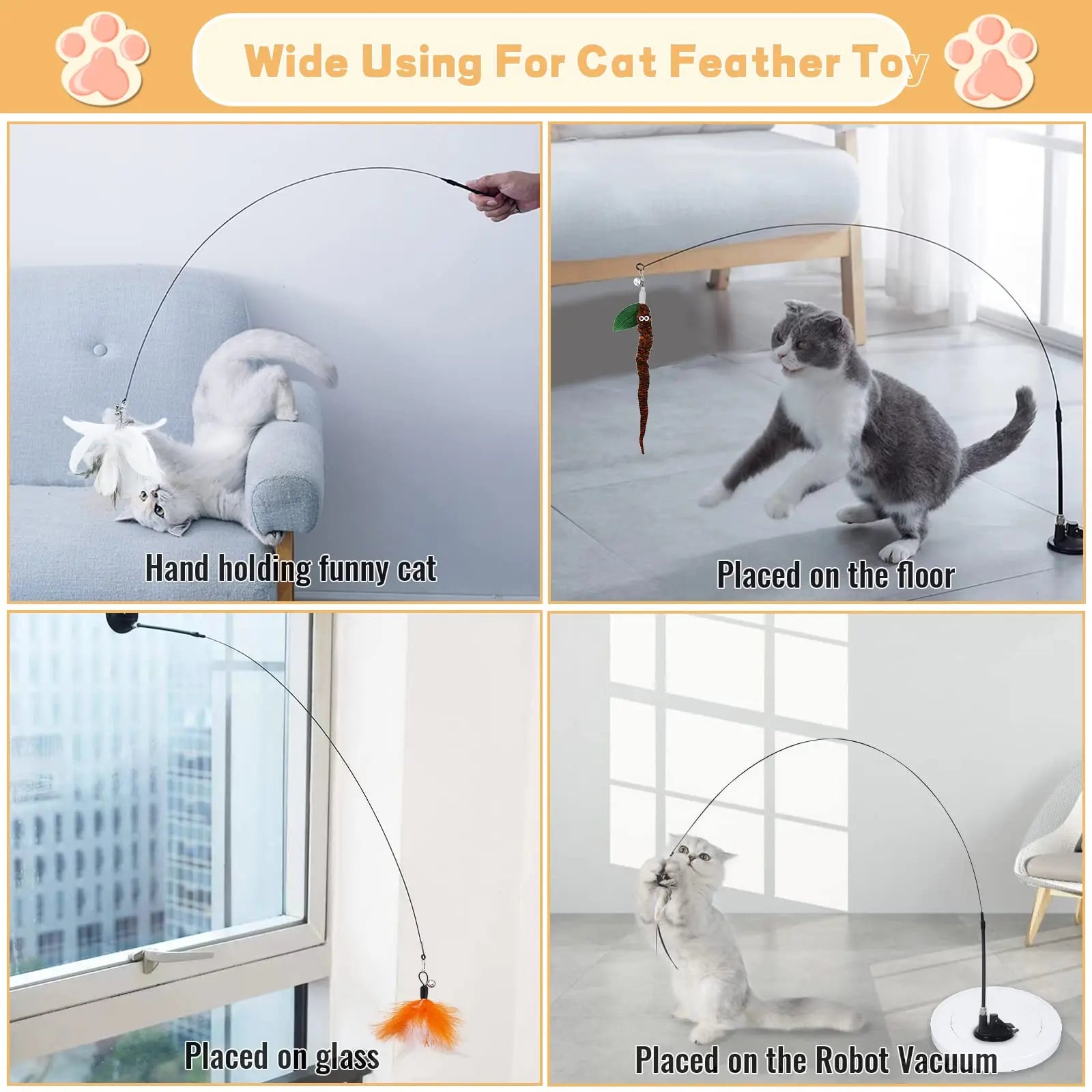 Interactive Feather Wand Toy